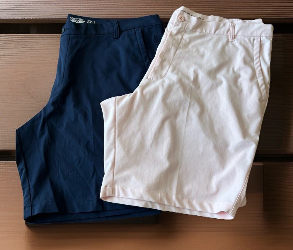 lot 2 straight down Golf Shorts mens 42 Pink & Navy Blue Preppy Stretch Casual